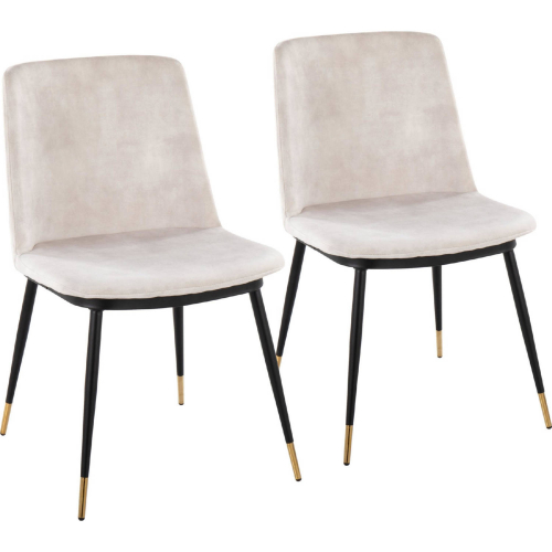 Wanda Dining Accent Chair in Black & Gold & Beige Velvet (Set of 2)